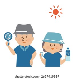 Heat stroke prevention elderly outdoor illustration material