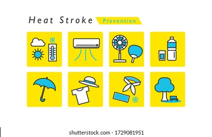 Heat Stroke Prevention Icon Set