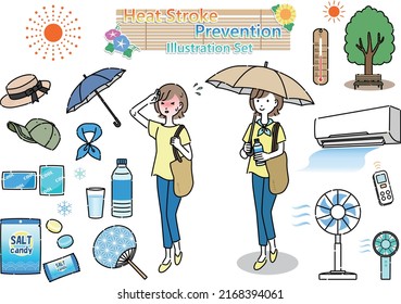 
Heat Stroke Prevention Illustration Set