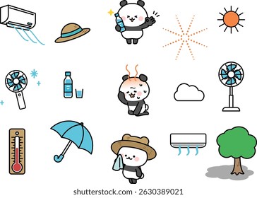 Heat stroke prevention Image illustration set.