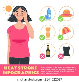 Heat Stroke Prevention Infographic Concept Vector Stock Vector (Royalty ...