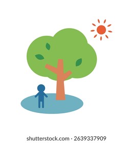 Heat stroke prevention: resting in the shade Image illustration material