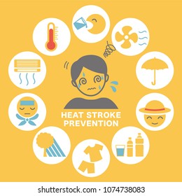 heat stroke prevention vector icon. 
