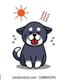 Heat stroke and summer sunstroke risk in very hot day and dog is susceptible to heat stroke. Animal heatstroke concept. Vector illustration.