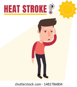 Heat stroke symptom and first aid infographics, Risk of dehydration in hot summer sun. health and body care. cartoon style vector eps10 illustration