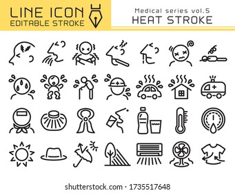 Juego de iconos vectoriales de trazo de calor. Icono de línea modificable.