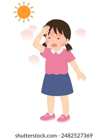 Golpe de calor - Ilustración vectorial de una chica caliente