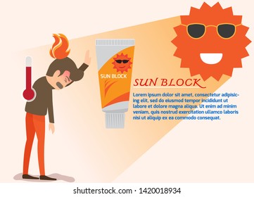 Heat stroke warning infographics. detail of hot weather to heat stroke disease with prevention and symptoms. health or health and medical vector illustration.