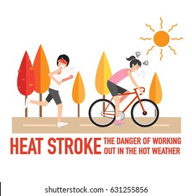 Heat Stroke,The Dangers Of Working Out In The Hot Weather.,vector Illustration.