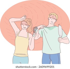 heat, summer, men, women, vectors, sun, sunlight, warming, solar wind, heat death, ultraviolet rays,
