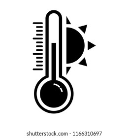 heat temperature icon, thermometer hot, cold icon vector -  illustration symbol measurement forecast weather