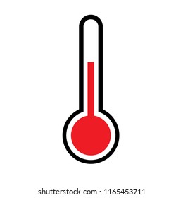 heat temperature icon,  thermometer icon vector with temperature half scale for measurement forecast weather or medicine - isolated symbol hot temperature