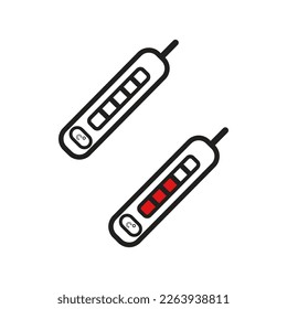 heat temperature icon, thermometer icon vector.