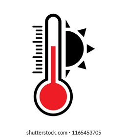 heat temperature thermometer icon, flat design vector with temperature half scale for measurement forecast weather or medicine - isolated symbol hot temperature