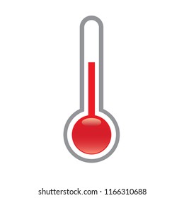 heat temperature thermometer icon, flat design vector with temperature half scale for measurement forecast weather or medicine, isolated symbol hot temperature
