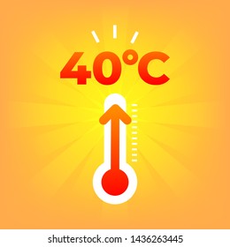Heat thermometer 40 degrees celsius. Summer weather.