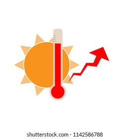 Heat thermometer icon vector measurement symbol hot, cold, weather illustration
