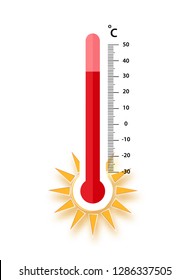 heat thermometer icon - vector measurement symbol hot, cold, weather illustration - Vector illustration