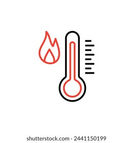 
heat thermometer icon - vector measurement symbol hot, cold, weather illustration, on white background. icon isolated on white background, suitable for websites, blogs, logos, graphic design, social 