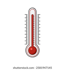 Heat thermometer. Temperature weather thermometers meteorology, temp control thermostat device flat vector icon. Medical thermometers