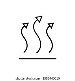 
heat vector icon, arrows warm from floor illustration, heater or microwave sign, thermal waves symbol.