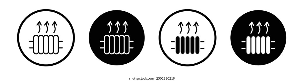 Heat vector icon set black filled and outlined style.