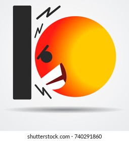 Heat the wall emoticon in a flat design