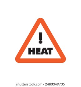 Heat warning sign for hot temperatures and extreme weather. vector illustration icon 