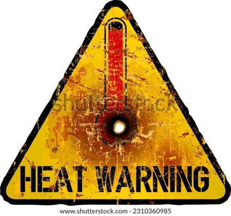 Heat warning sign,climate change concept,grungy sytyle vector illustration