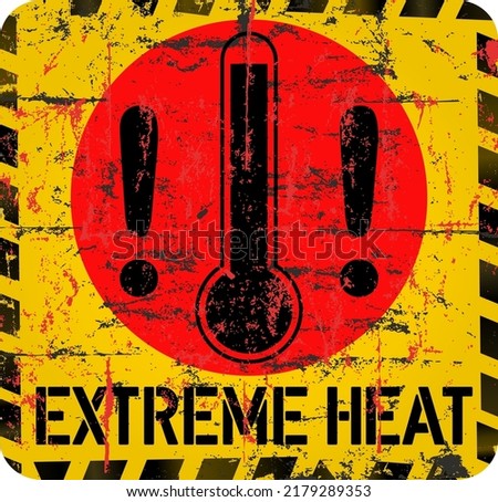Heat warning sign,climate change,global warming concept,grungy sytyle vector illustration