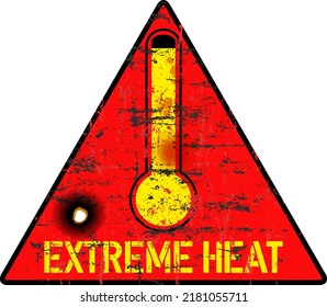 Heat Warning Sign,global Warming Concept, Grungy Vector Illustration