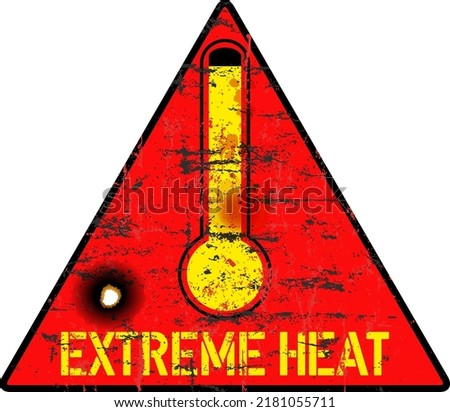 Heat warning sign,global warming concept, grungy vector illustration