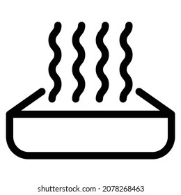 heat wave icon of warming up food, hot wave of fire, steam of boiling water on stove, smell of food on oven