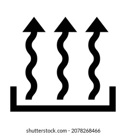 heat wave icon of warming up food, hot wave of fire, steam of boiling water on stove, smell of food on oven