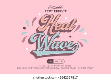 Heat Wave Text Effect Summer Retro 3D Style. Editable Text Effect.
