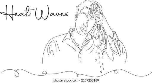 Heat wave vector, Sweating man logo, sketch drawing of sweating, Hot Men Sweating Illustration silhouette