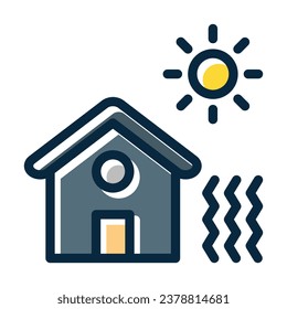 Heat Wave Vector Thick Line Filled Dark Colors Icons For Personal And Commercial Use.
