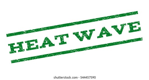 Heat Wave watermark stamp. Text tag between parallel lines with grunge design style. Rubber seal stamp with dirty texture. Vector green color ink imprint on a white background.