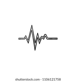 Heatbeat trace on cardiogram hand drawn outline doodle icon. Sinus rhythm on electrocardiography concept vector sketch illustration for print, web, mobile and infographics isolated on white background