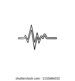 Heatbeat trace on cardiogram hand drawn outline doodle icon. Sinus rhythm on electrocardiography concept vector sketch illustration for print, web, mobile and infographics isolated on white background