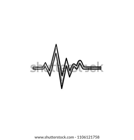 Heatbeat trace on cardiogram hand drawn outline doodle icon. Sinus rhythm on electrocardiography concept vector sketch illustration for print, web, mobile and infographics isolated on white background