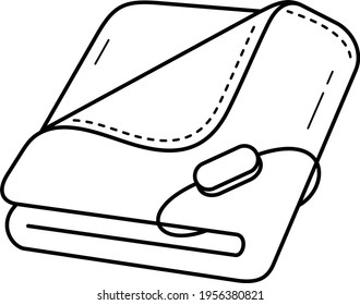 Heated blanket. Vector outline illustration.