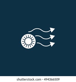 Heated car mirror. Single flat icon on the circle. Vector illustration.