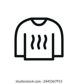 Icono aislado de la ropa calentada con el trazo editable