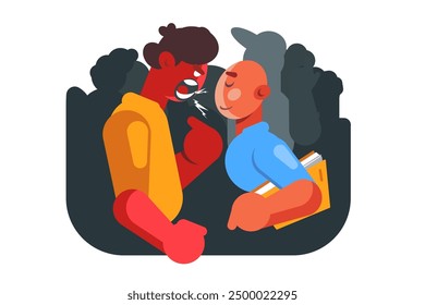 Heated Conflict Argument. Vector illustration depicting two people engaged in intense verbal dispute