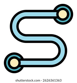 Ícone aquecido de cobra ferroviária. Contorno ferroviário aquecido cobra ícone vetor cor plana isolado