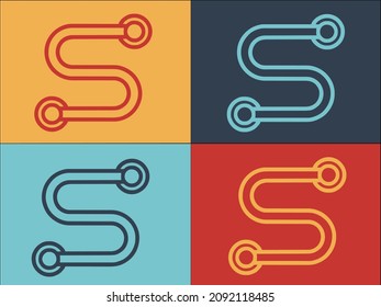 Heated Rail Snake Logo Template, Simple Flat Icon of towel,iron,radiator