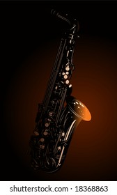 The heated saxophone on a dark background