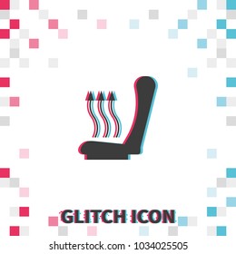Heated seat  glitch effect vector icon.