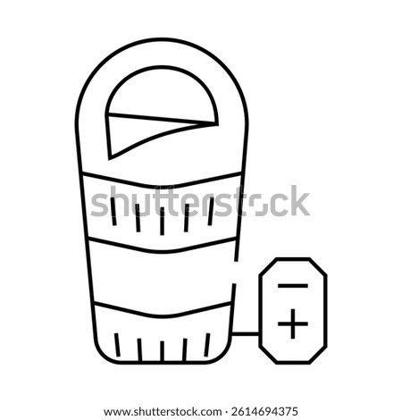 heated sleeping bag line icon vector. heated sleeping bag sign. isolated contour symbol black illustration